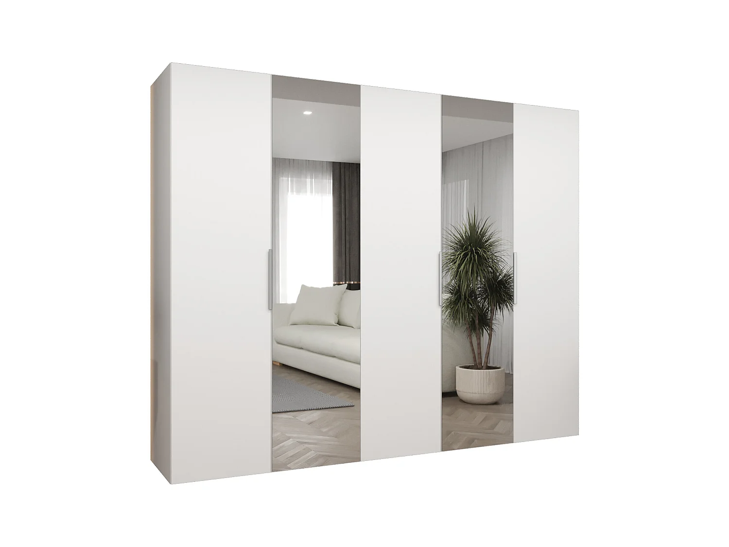 Armoire à portes battantes Marbella 2 202/250/52 5 portes (blanc/cachemire)