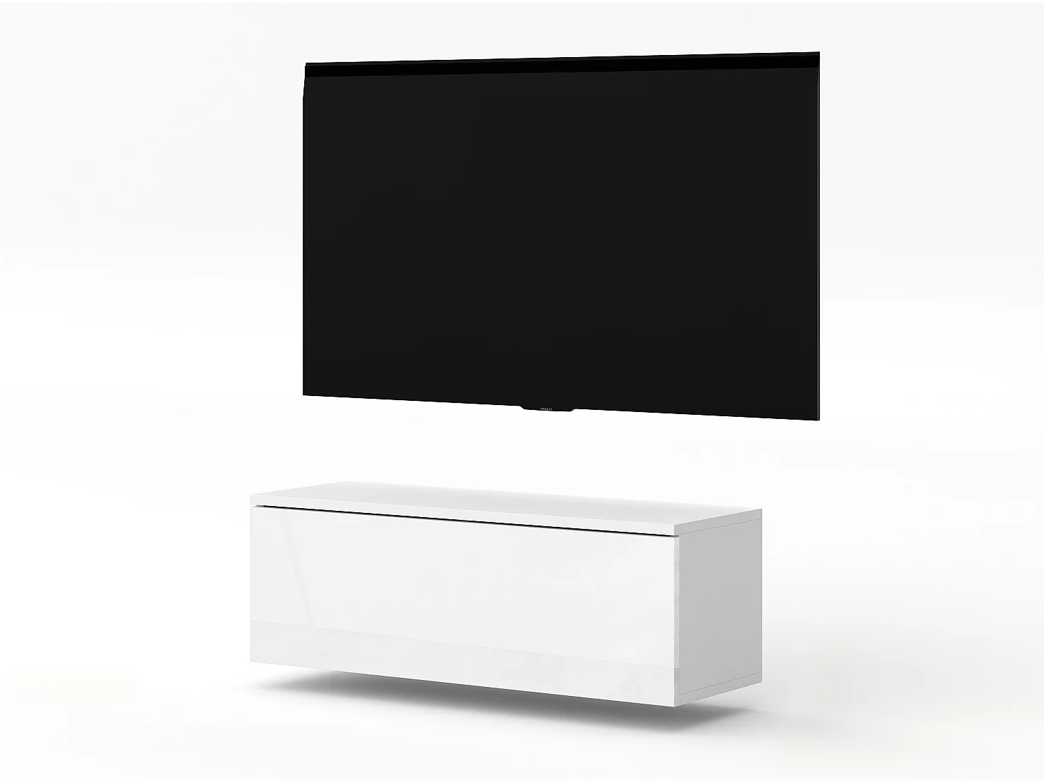 AX LIVING Meuble TV suspendu Loriano 100 cm blanc mat/brillant