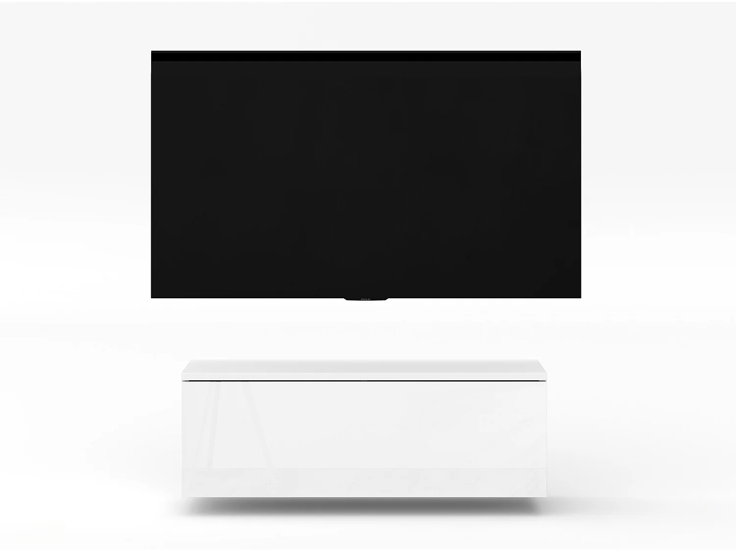 AX LIVING Meuble TV suspendu Loriano 100 cm blanc mat/brillant