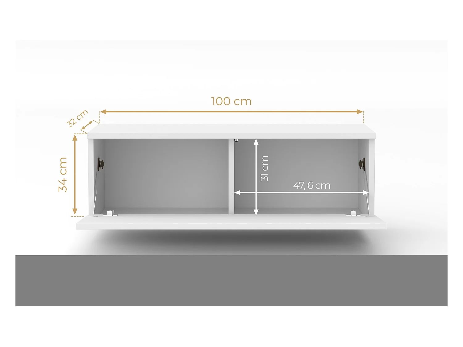 AX LIVING TV Lowboard Loriano 100cm breit Eiche Wotan / weiß Hochglanz