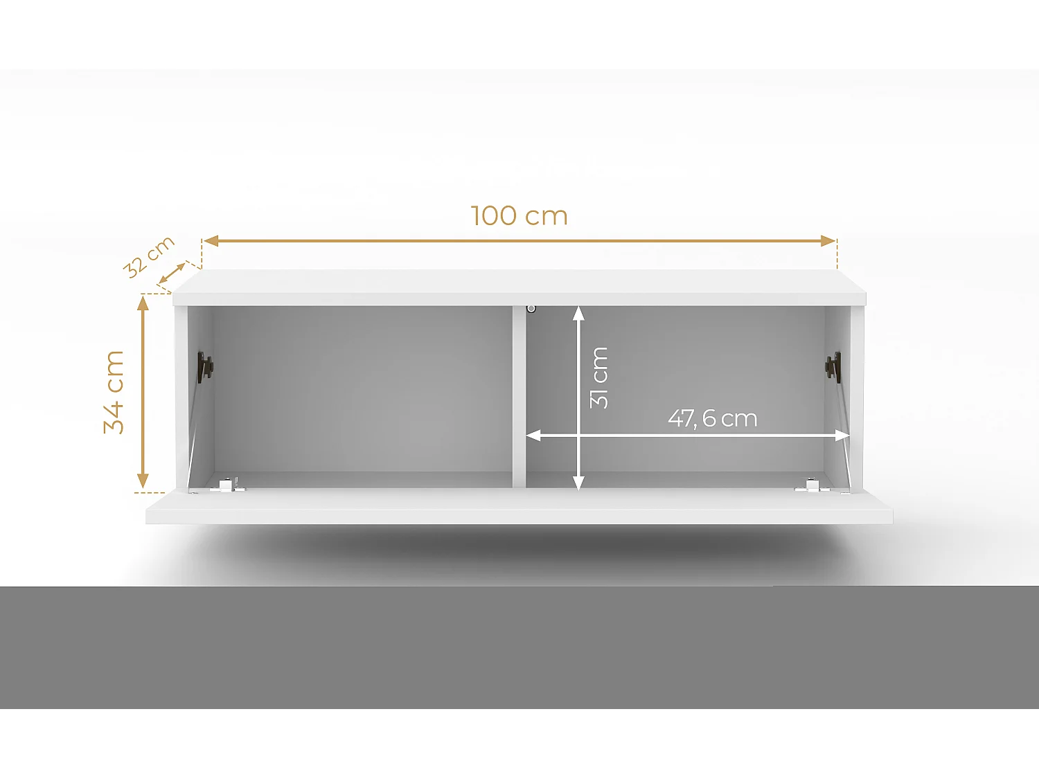 AX LIVING Meuble TV Loriano 100cm de large chene wotan/blanc brillant