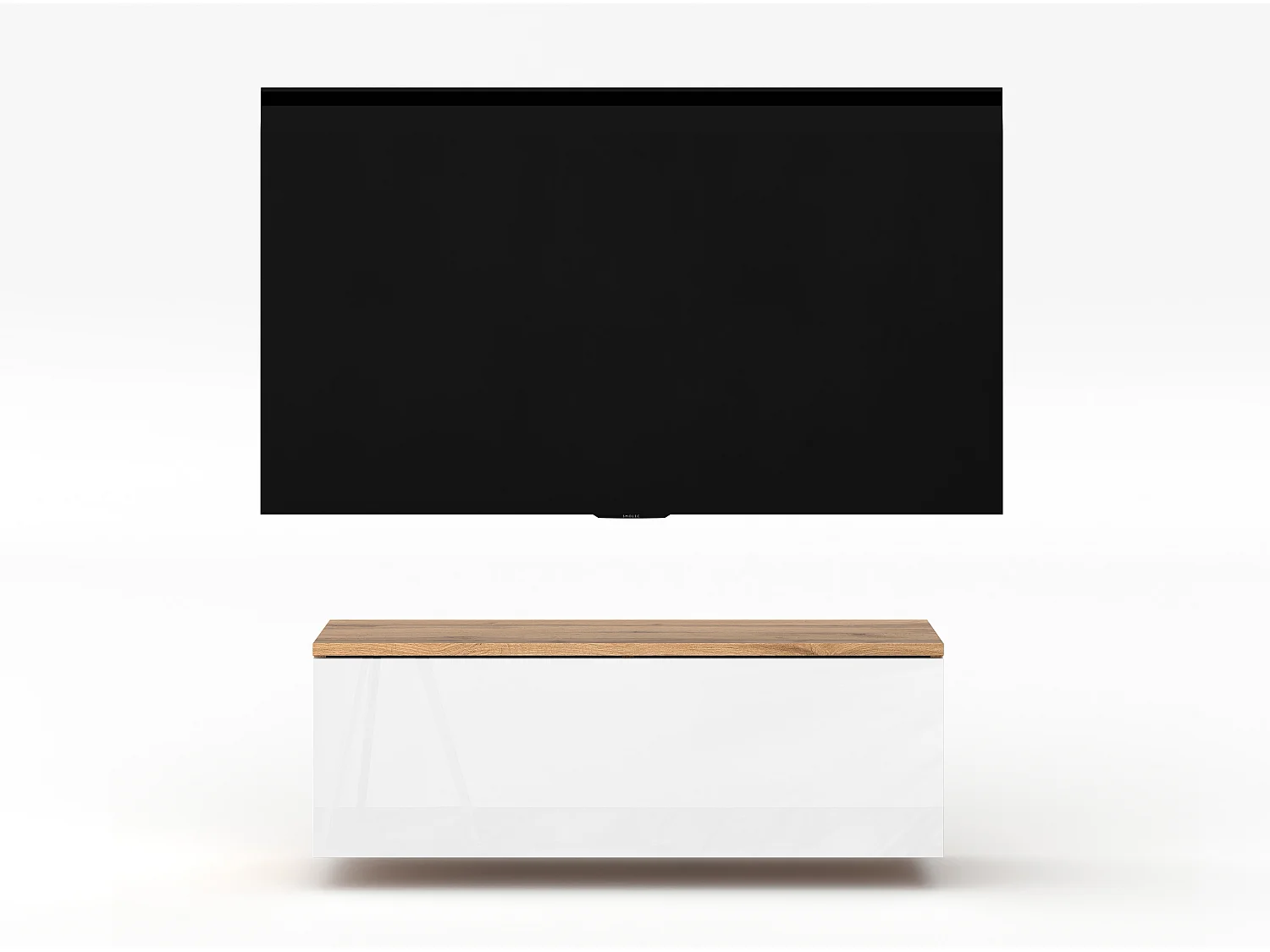 AX LIVING Meuble TV Loriano 100 cm chêne Wotan/blanc brillant