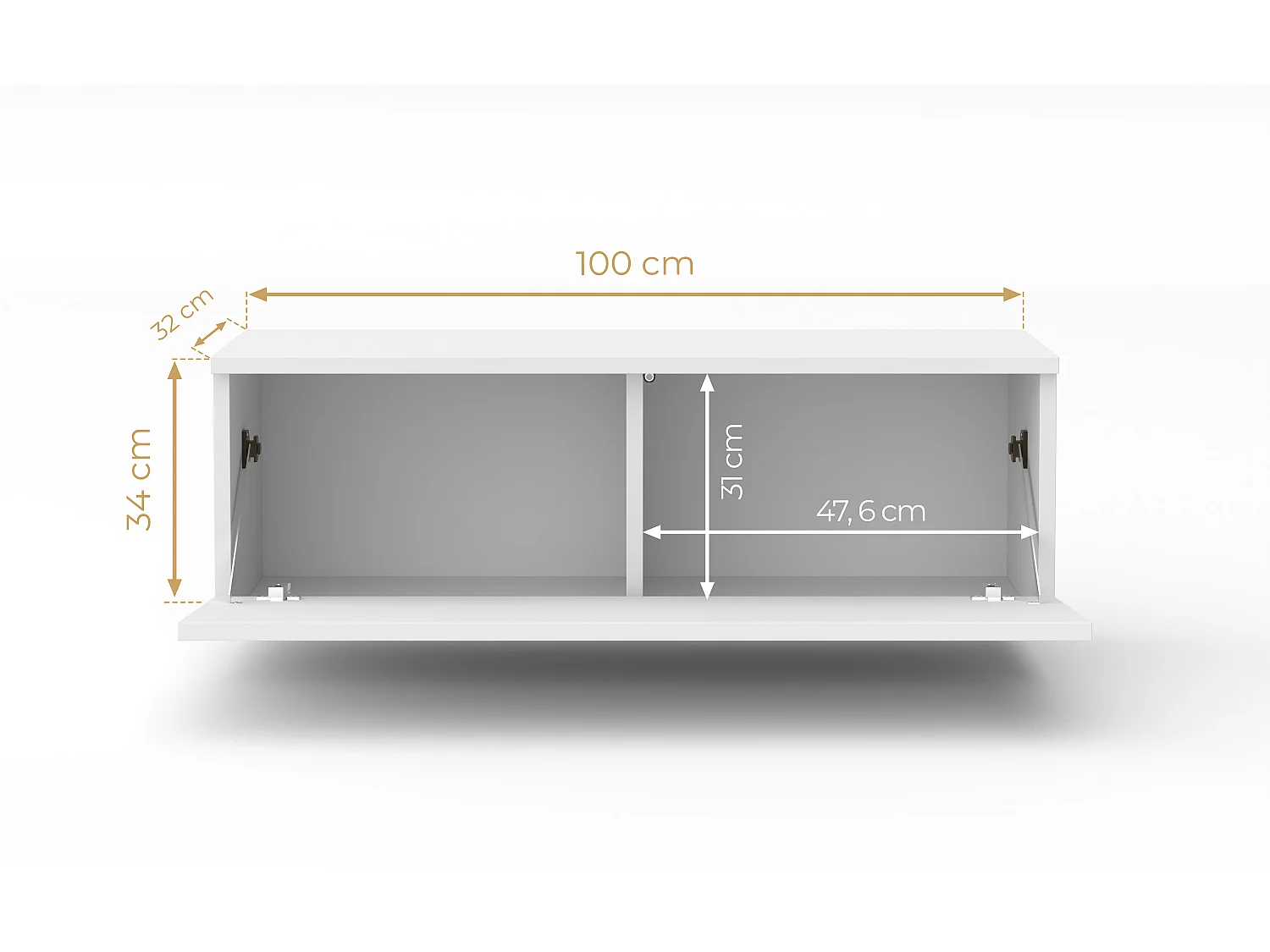 AX LIVING Meuble TV Loriano 100 cm chêne Wotan/blanc brillant