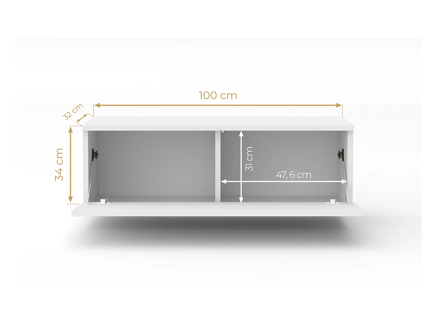AX LIVING modernes TV Lowboard Loriano 100 cm TV Board beige Kaschmir