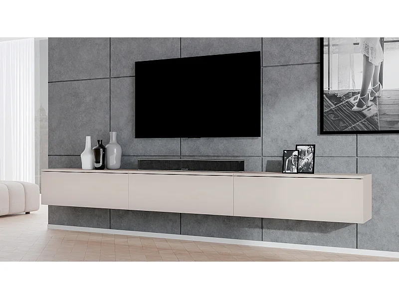 AX LIVING hängendes TV Board beige Loriano TV Bank 3x100 cm Kaschmir