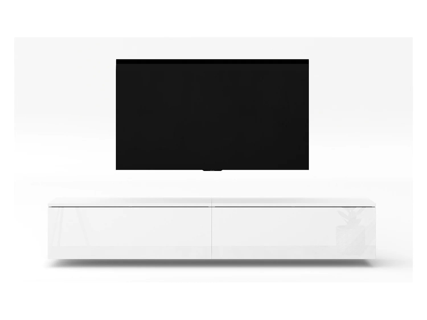 AX LIVING Meuble TV blanc Loriano 2x100 armoire TV blanc mat/brillant
