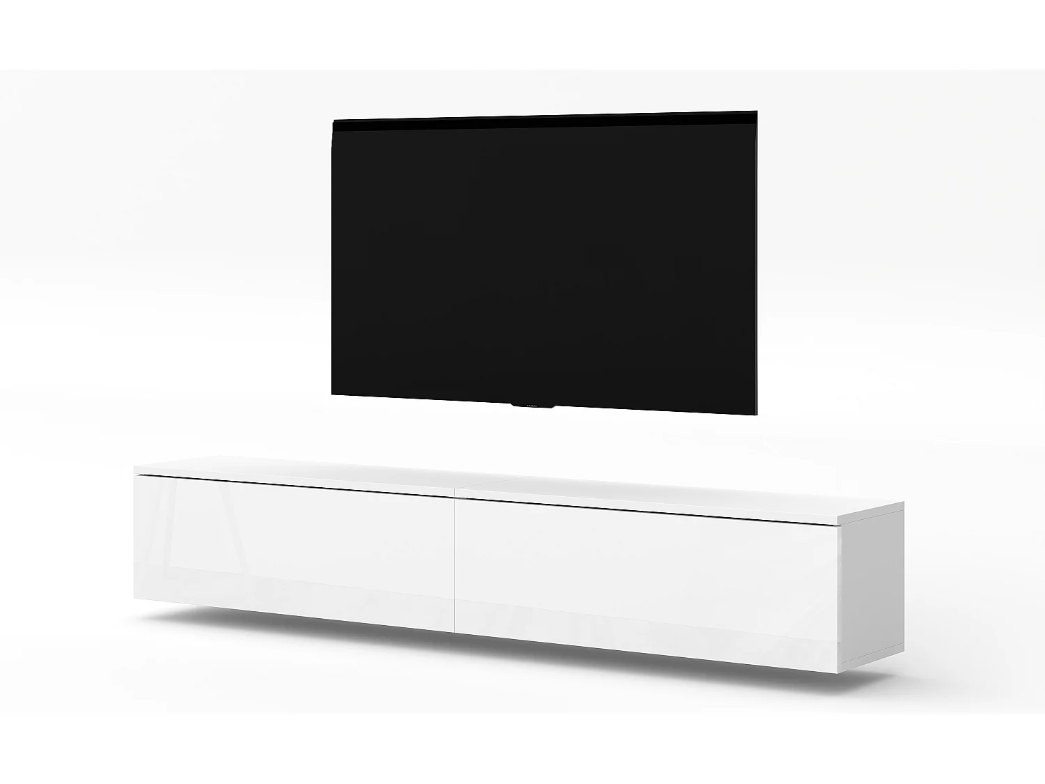 AX LIVING Meuble TV Loriano 2x100 cm blanc mat/brillant