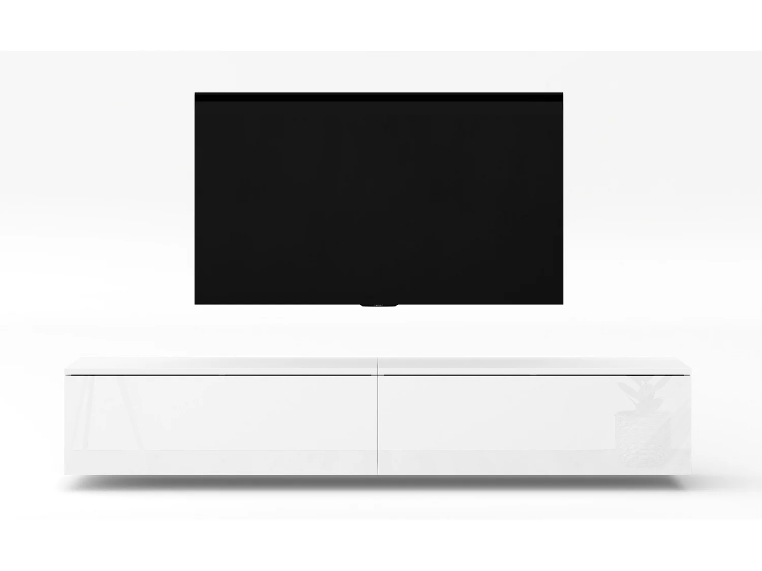 AX LIVING Meuble TV Loriano 2x100 cm blanc mat/brillant