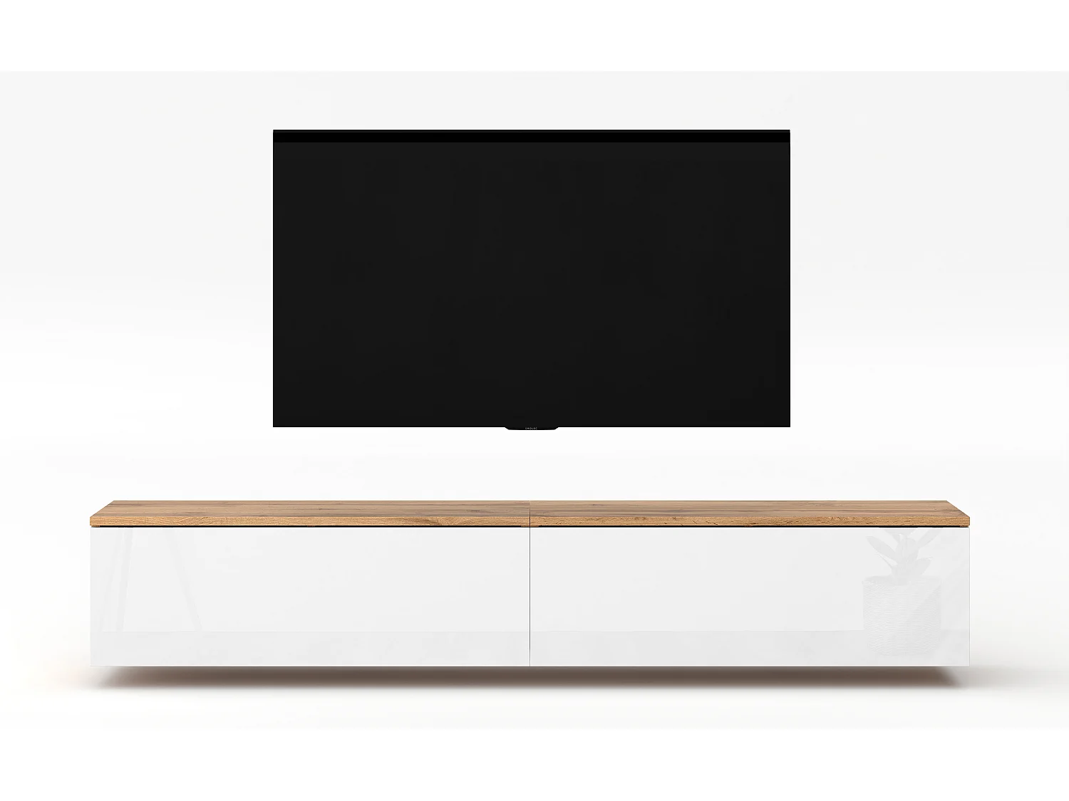 AX LIVING Banc TV Loriano 2x100 cm chene wotan/blanc brillant