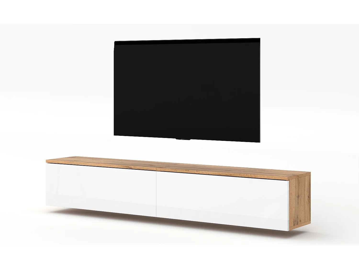 AX LIVING Banc TV Loriano 2x100 cm chene wotan/blanc brillant
