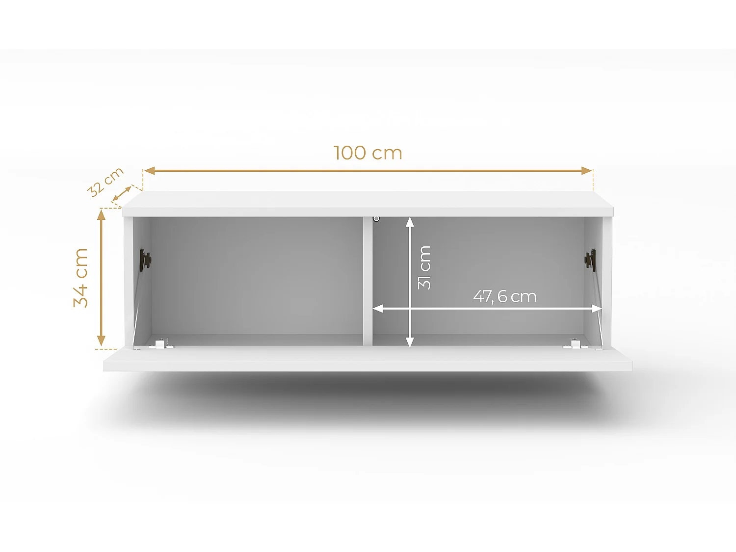 AX LIVING TV suspendu meuble a tele Loriano 100cm banc TV chene wotan