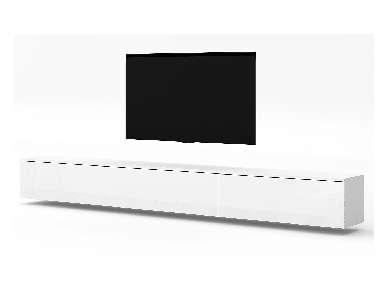 AX LIVING TV Bank weiß Loriano weißes TV Board 3x100 cm Matt/Hochglanz