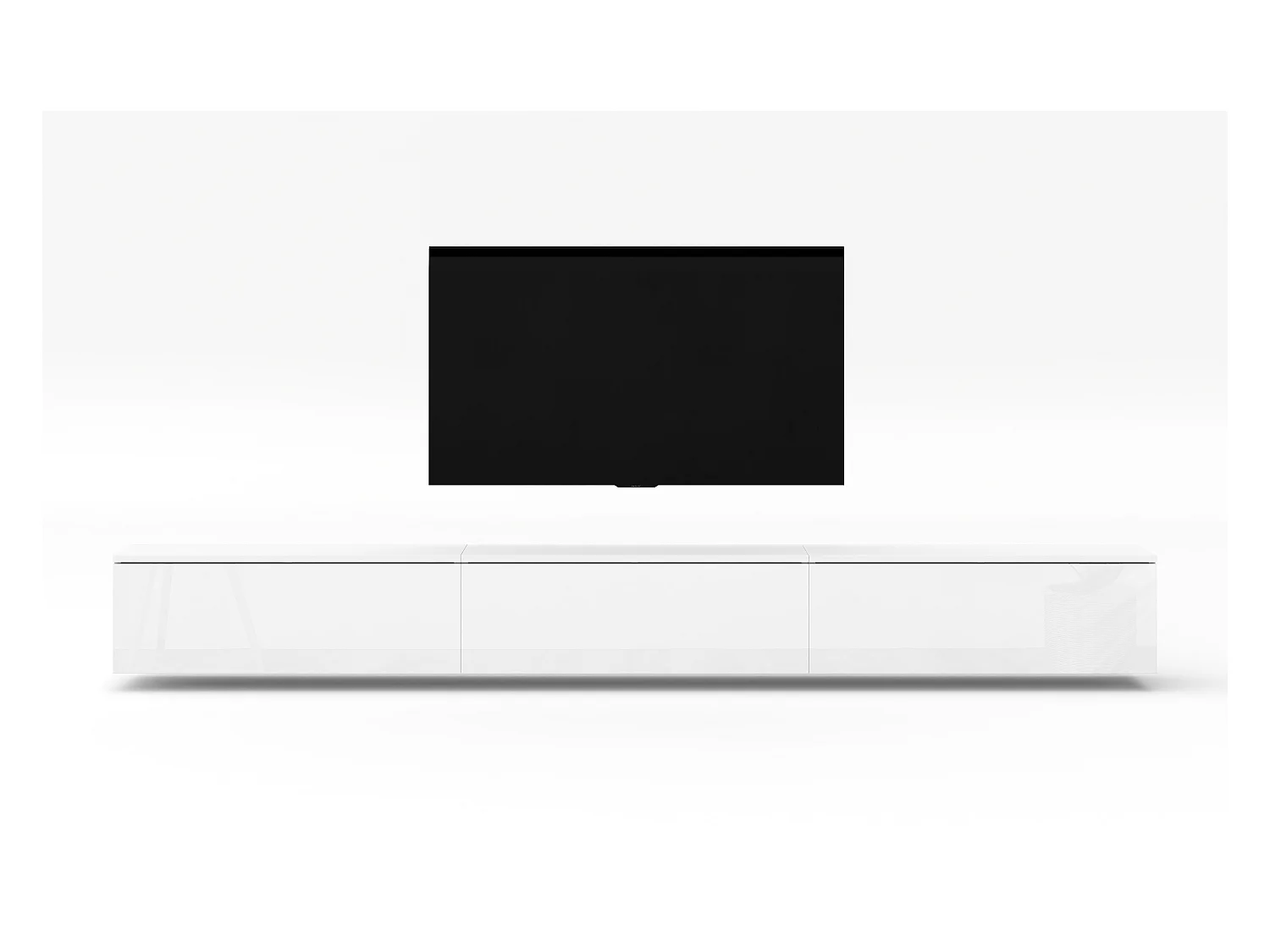 AX LIVING TV Bank weiß Loriano weißes TV Board 3x100 cm Matt/Hochglanz