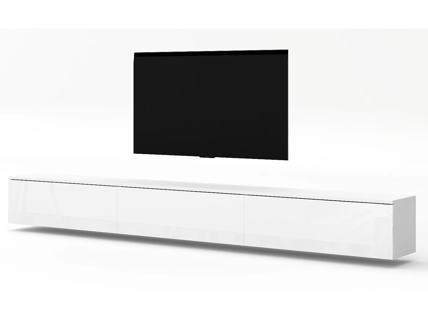 AX LIVING Banc TV blanc Loriano meuble télévision 3x100 mat/brillant