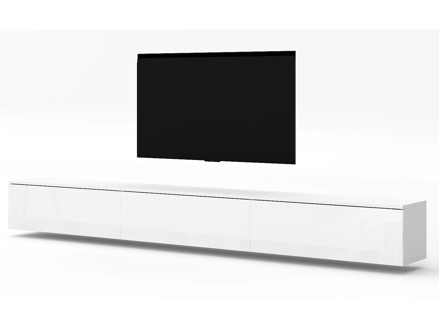 AX LIVING TV Bank weiß Loriano weißes TV Board 3x100 cm Matt/Hochglanz