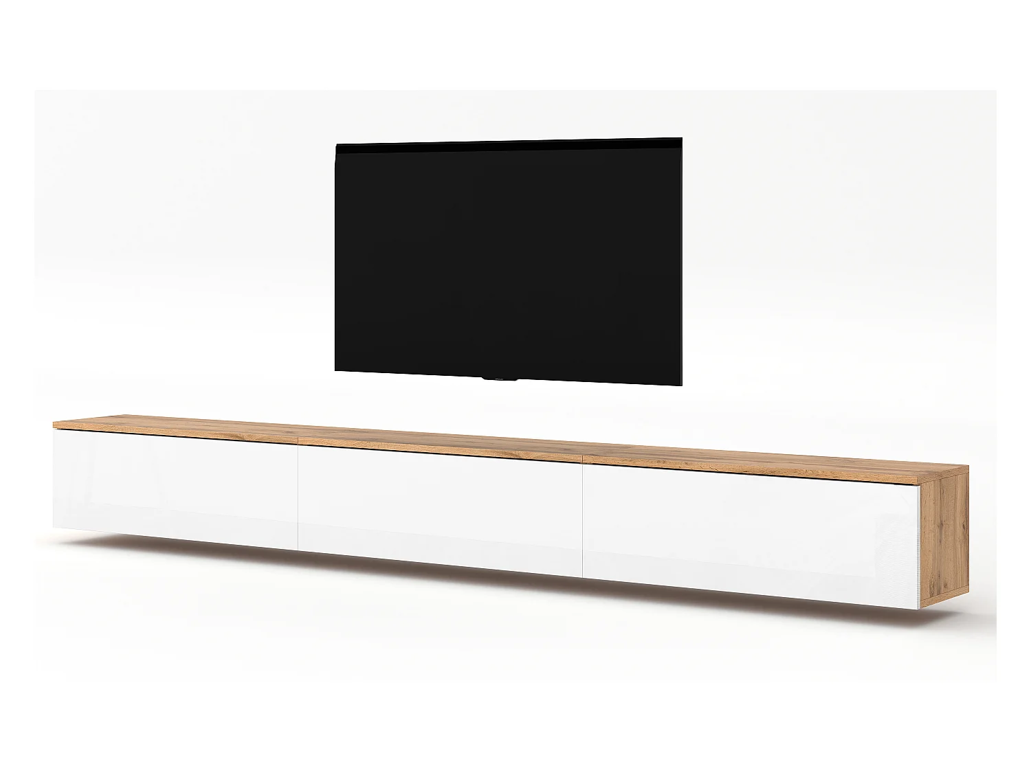 AX LIVING Lowboard 3x100cm Loriano TV Board Eiche Wotan/weiß Hochglanz