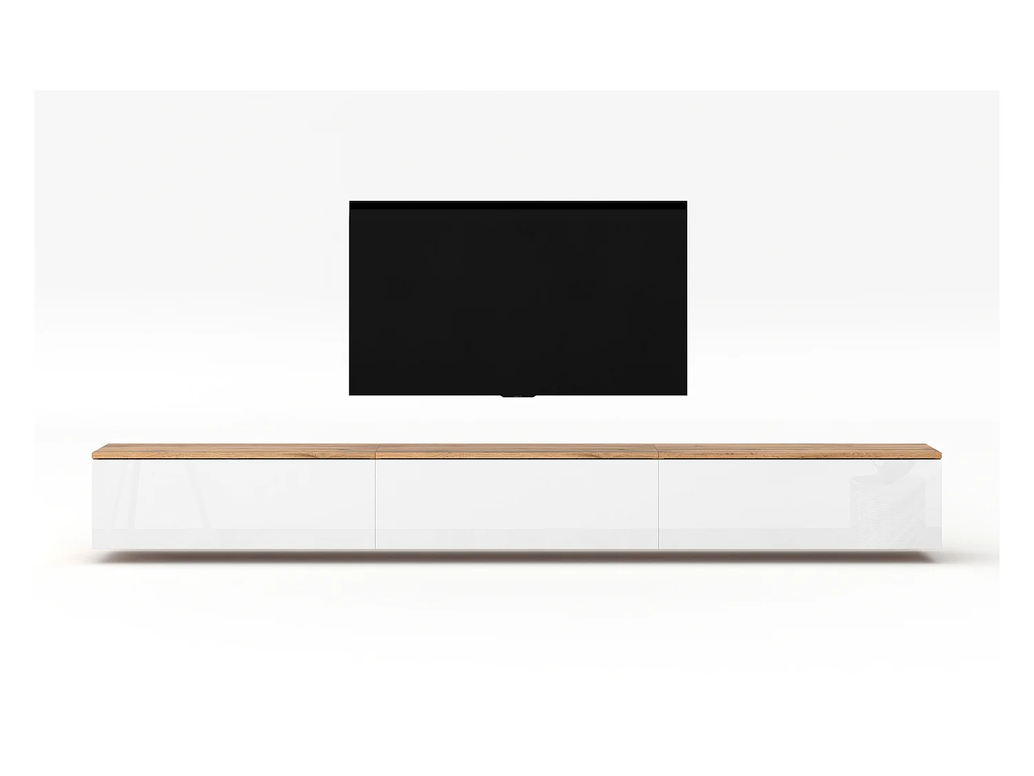 AX LIVING Lowboard 3x100cm Loriano TV Board Eiche Wotan/weiß Hochglanz