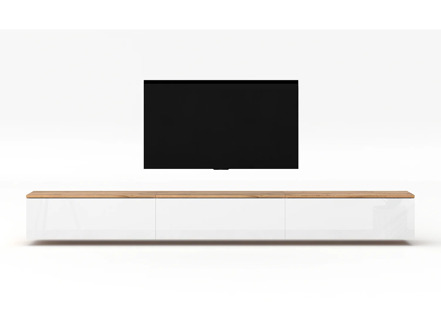 AX LIVING Meuble TV 3x100 Loriano banc TV chene wotan/blanc brillant