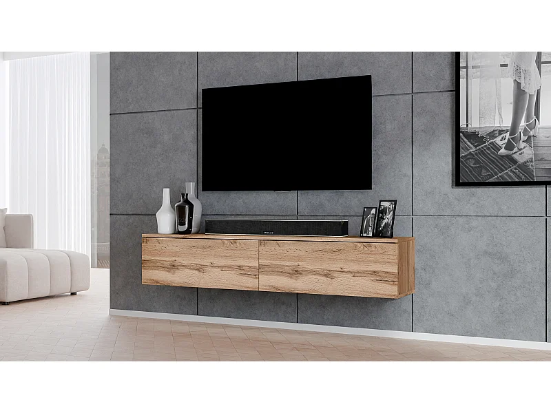 AX LIVING modernes TV Board Loriano 180 Designer Lowboard Eiche Wotan