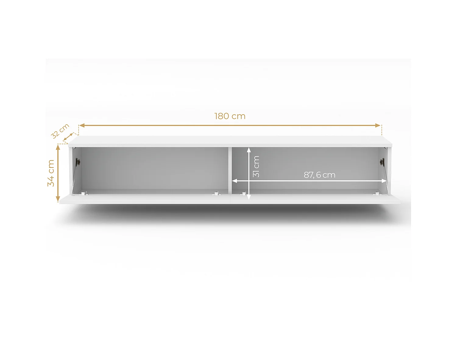 AX LIVING modernes TV Board Loriano 180 Designer Lowboard Eiche Wotan