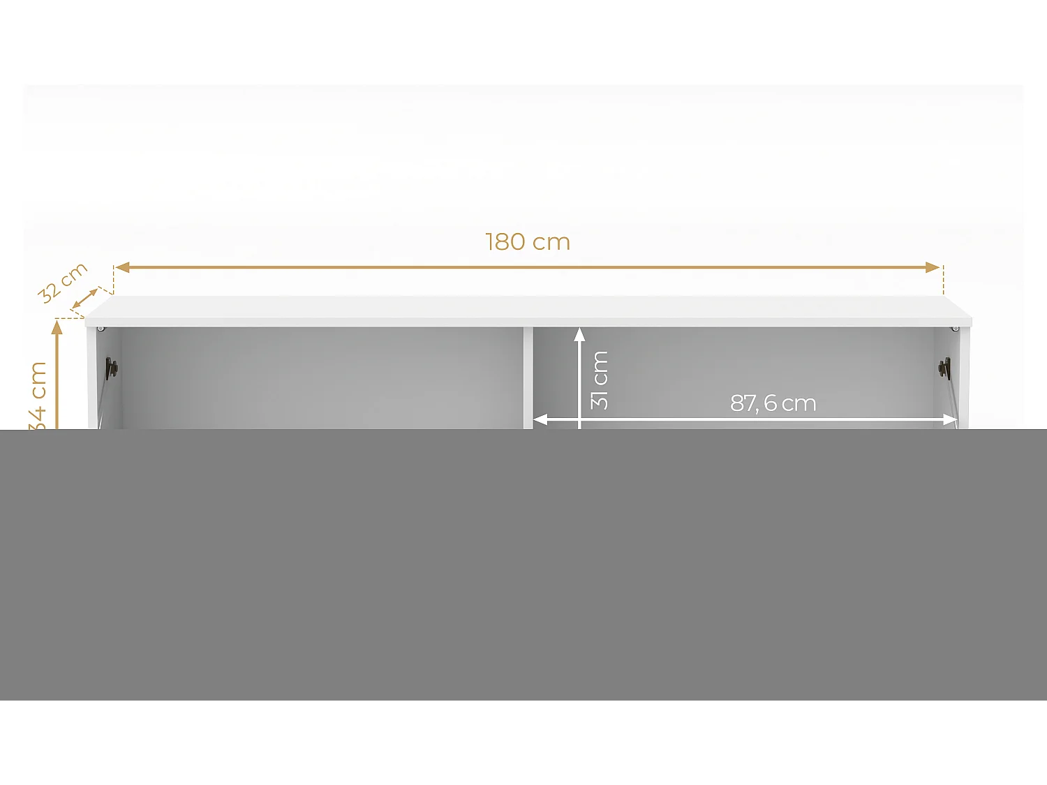 AX LIVING Meuble television Loriano 180 meuble TV blanc mat/brillant