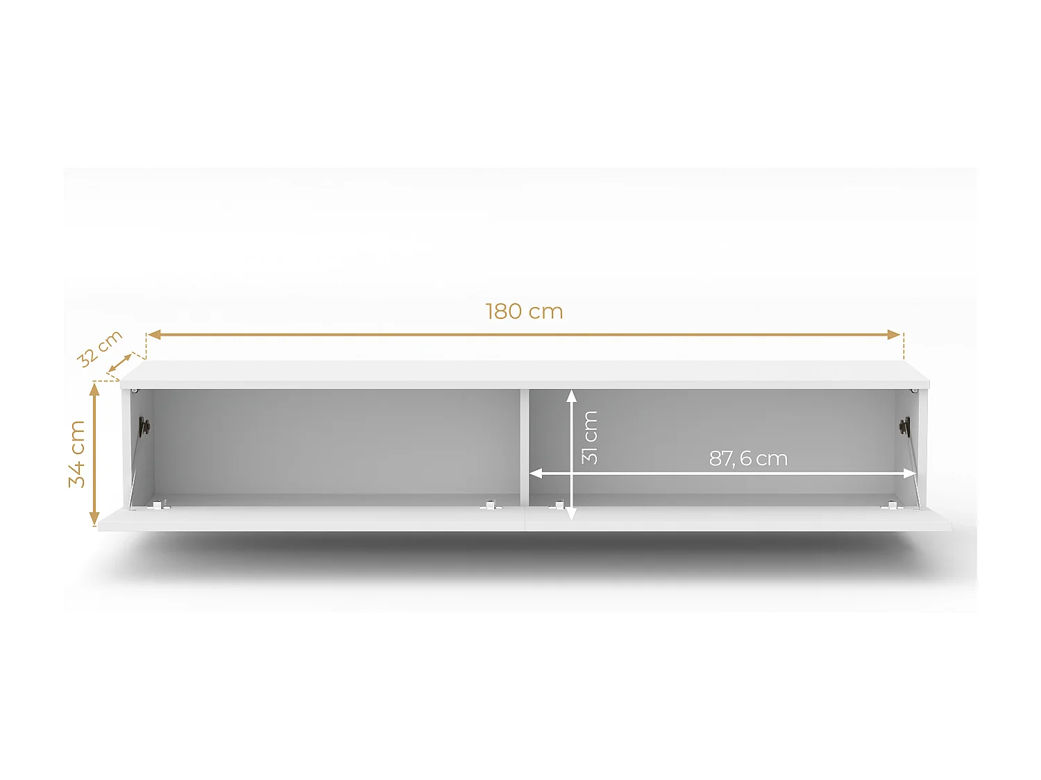 AX LIVING Meuble TV Loriano 180 cm blanc mat/brillant