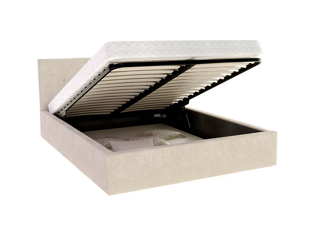 Lit Coffre Tulsa 180x200 cm - Sommier inclus Crème