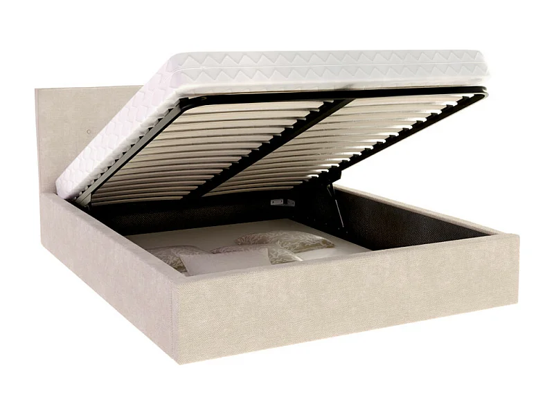 Lit Coffre Tulsa 180x200 cm - Sommier inclus Crème