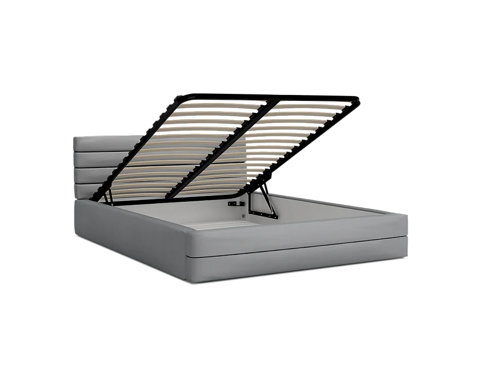 LIT COFFRE VIRGINIA 180x200 - Sommier inclus Gris clair