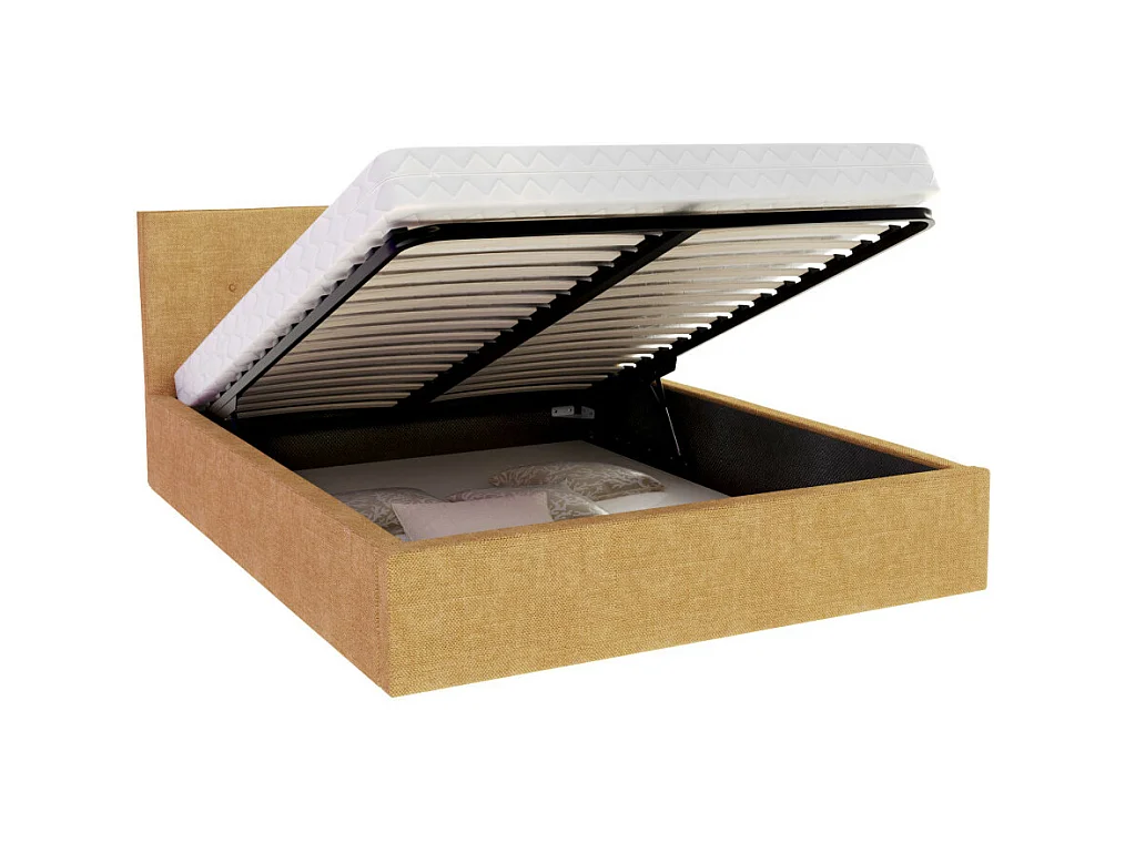 Lit Coffre Tulsa 180x200 cm - Sommier inclus Jaune miel