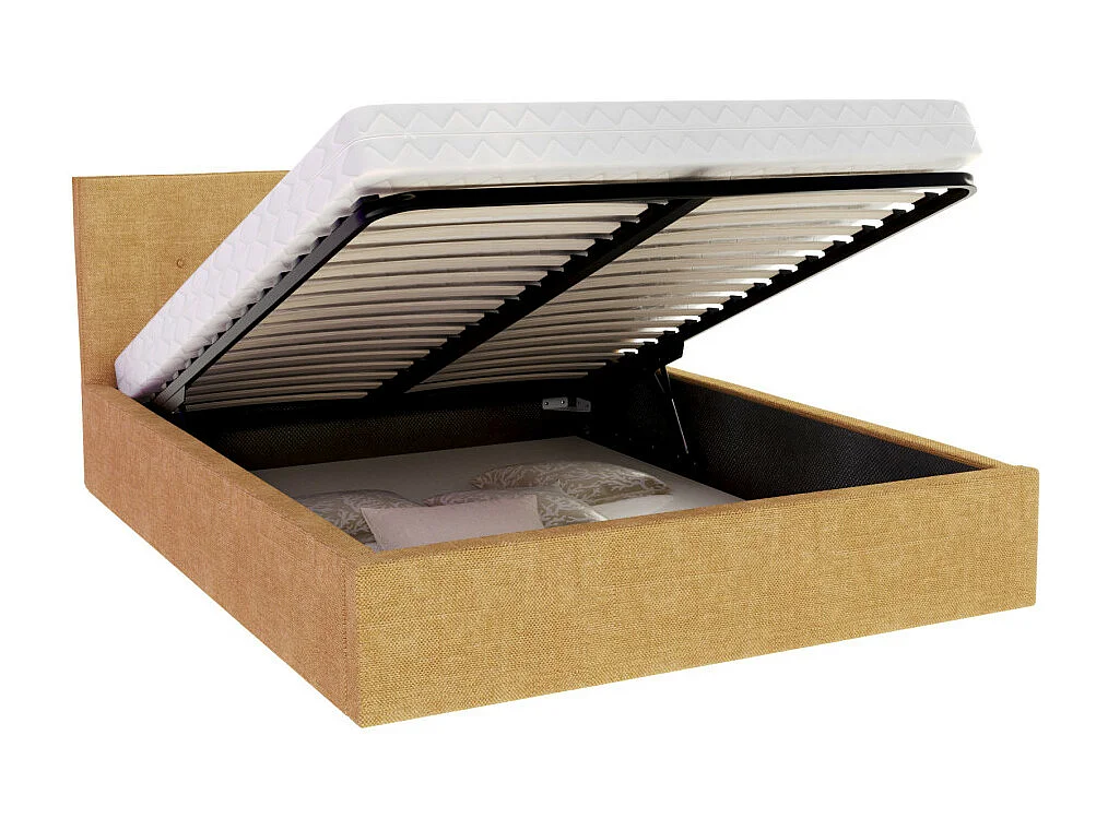 Lit Coffre Tulsa 180x200 cm - Sommier inclus Jaune miel