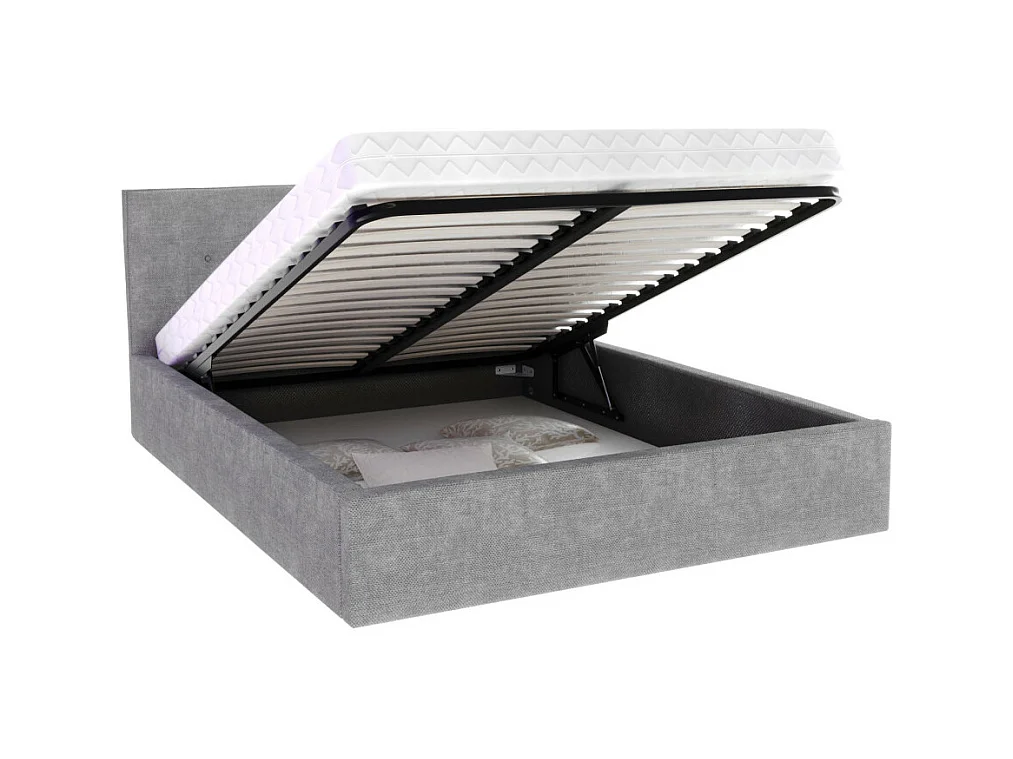 Lit Coffre Tulsa 180x200 cm - Sommier inclus Gris clair
