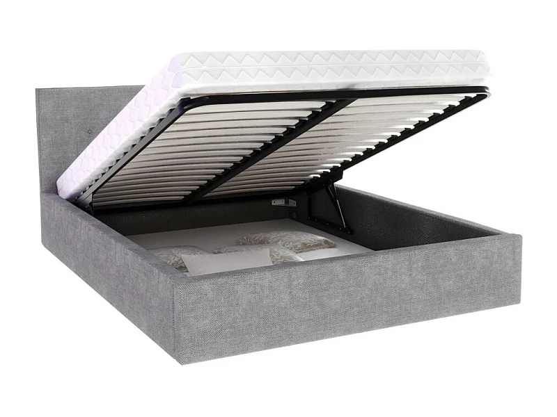 Lit Coffre Tulsa 180x200 cm - Sommier inclus Gris clair
