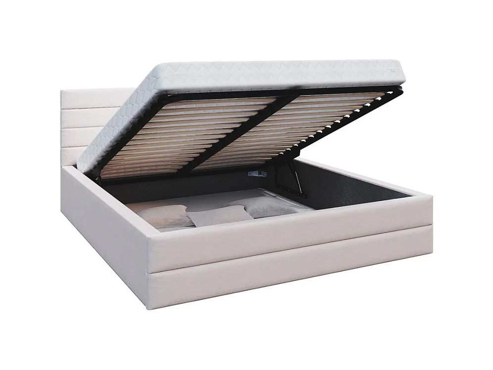 LIT COFFRE VIRGINIA 140x200 - Sommier inclus Crème