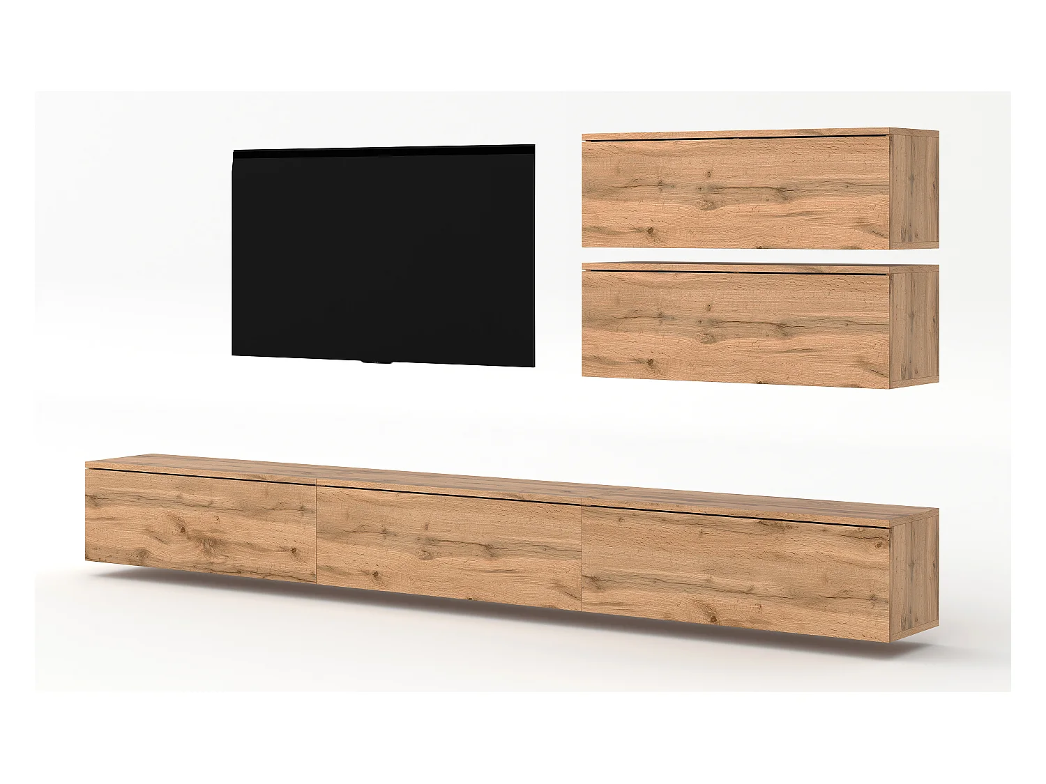 AX LIVING Anbauwand Loriano V Wohnwand braun Eiche Wotan 500 cm breit