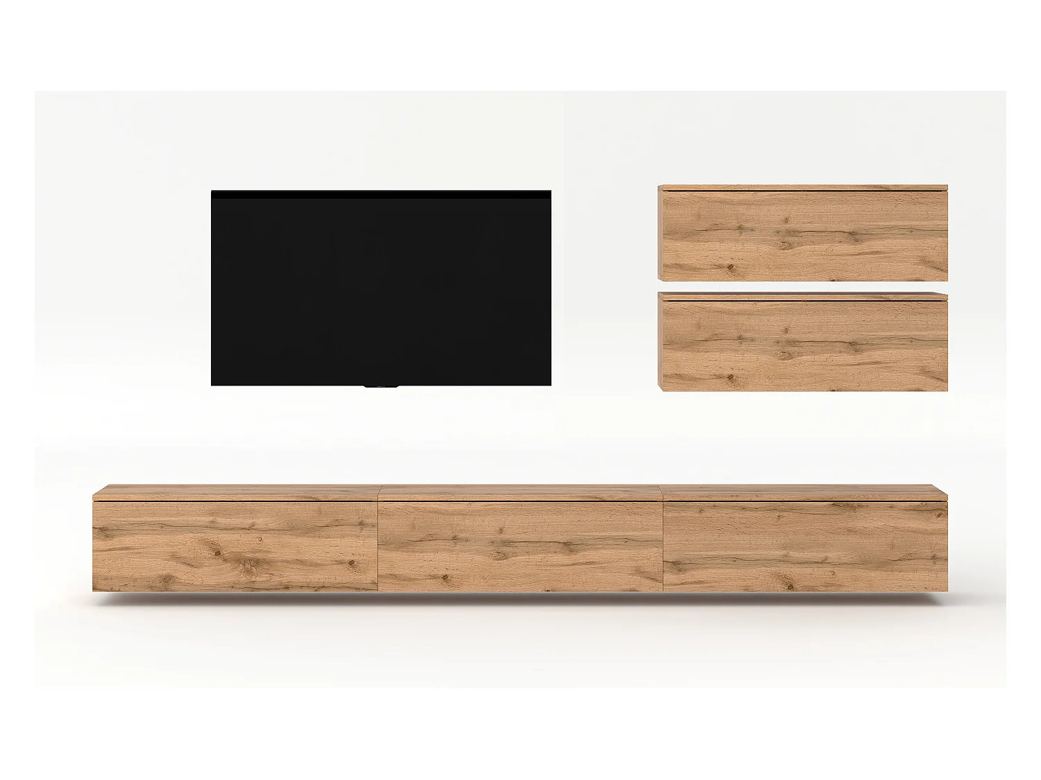 AX LIVING Anbauwand Loriano V Wohnwand braun Eiche Wotan 500 cm breit