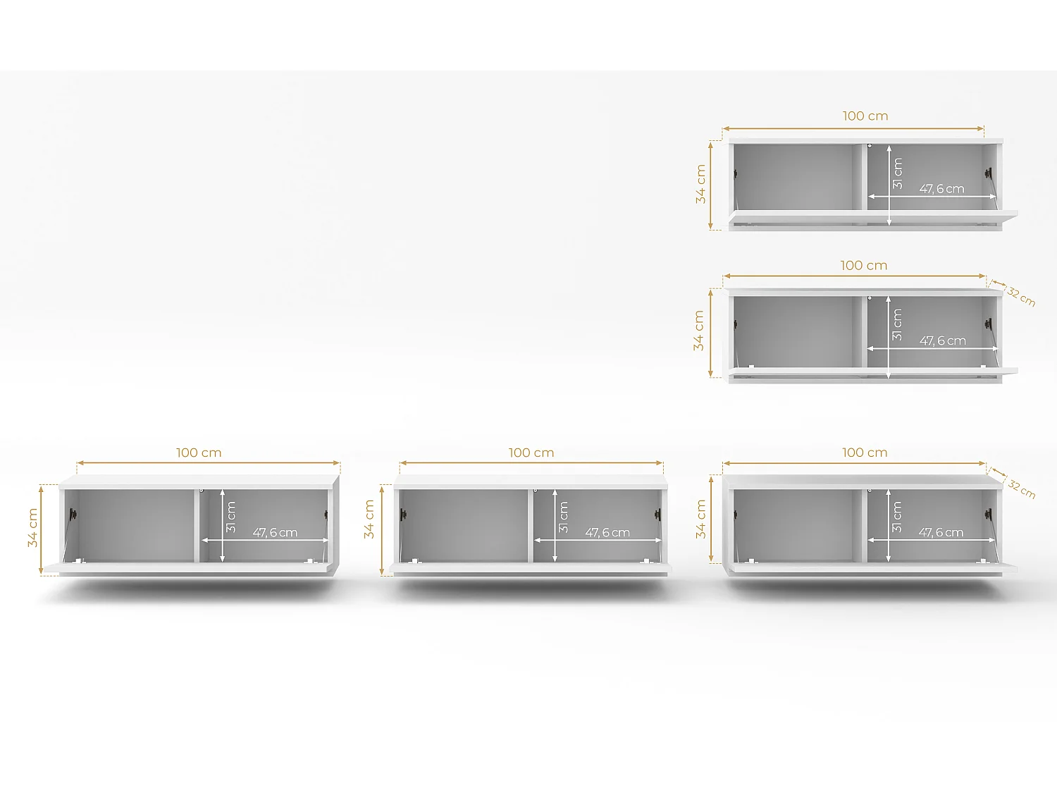 AX LIVING Meuble ensemble TV Loriano V brun chene wotan 300cm