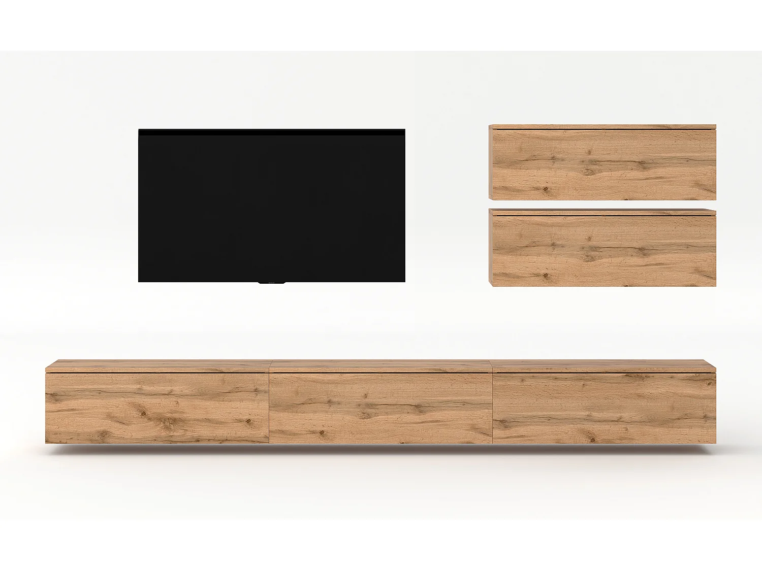 AX LIVING Anbauwand Loriano V Wohnwand braun Eiche Wotan 300 cm breit