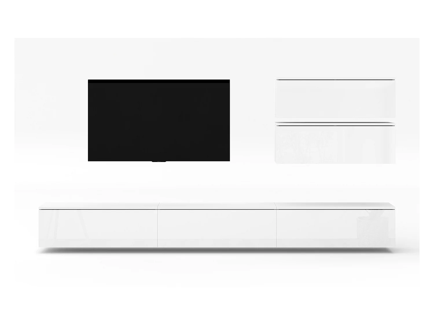 AX LIVING Wohnwand weiß Loriano V Matt/Hochglanz Anbauwand 500 cm