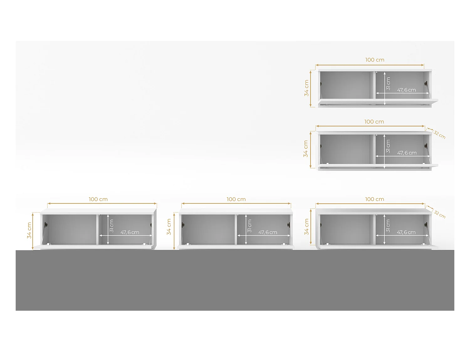 AX LIVING Wohnwand weiß Loriano V Matt/Hochglanz Anbauwand 500 cm