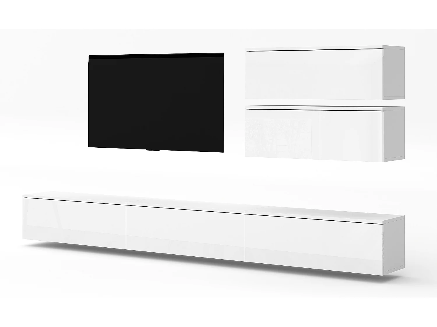 AX LIVING Ensemble meuble TV salon blanc Loriano V mat/brillant 300cm
