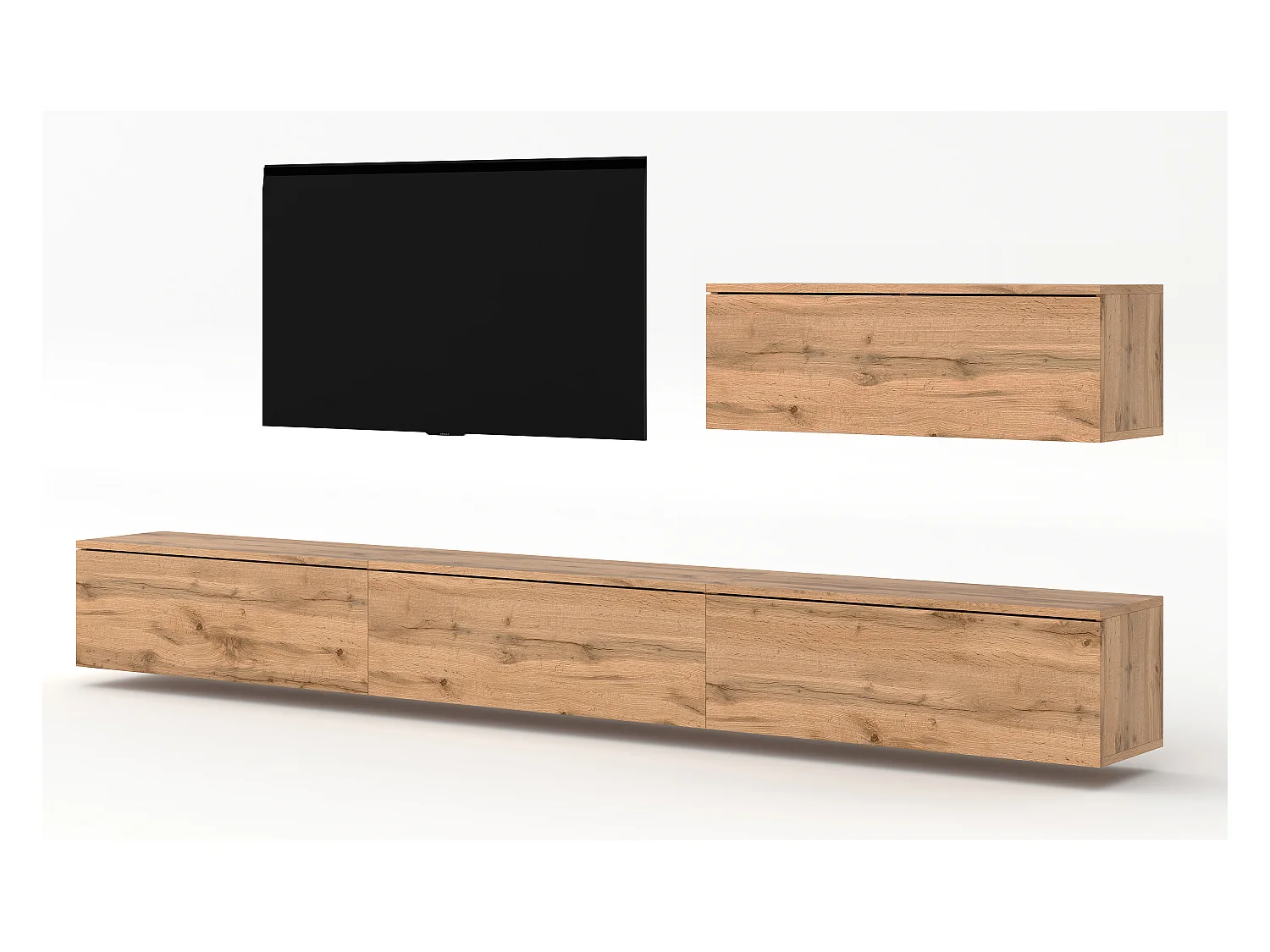 AX LIVING Anbauwand Loriano IV Wohnwand braun Eiche Wotan 400 cm breit