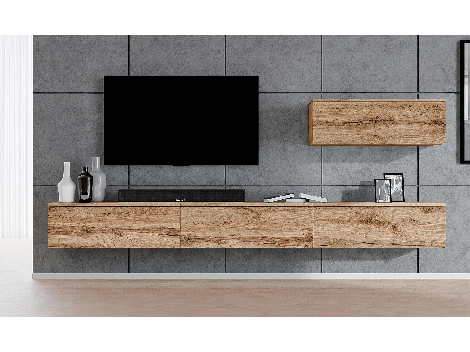 AX LIVING Woonwand Loriano IV 300 cm eiken Wotan