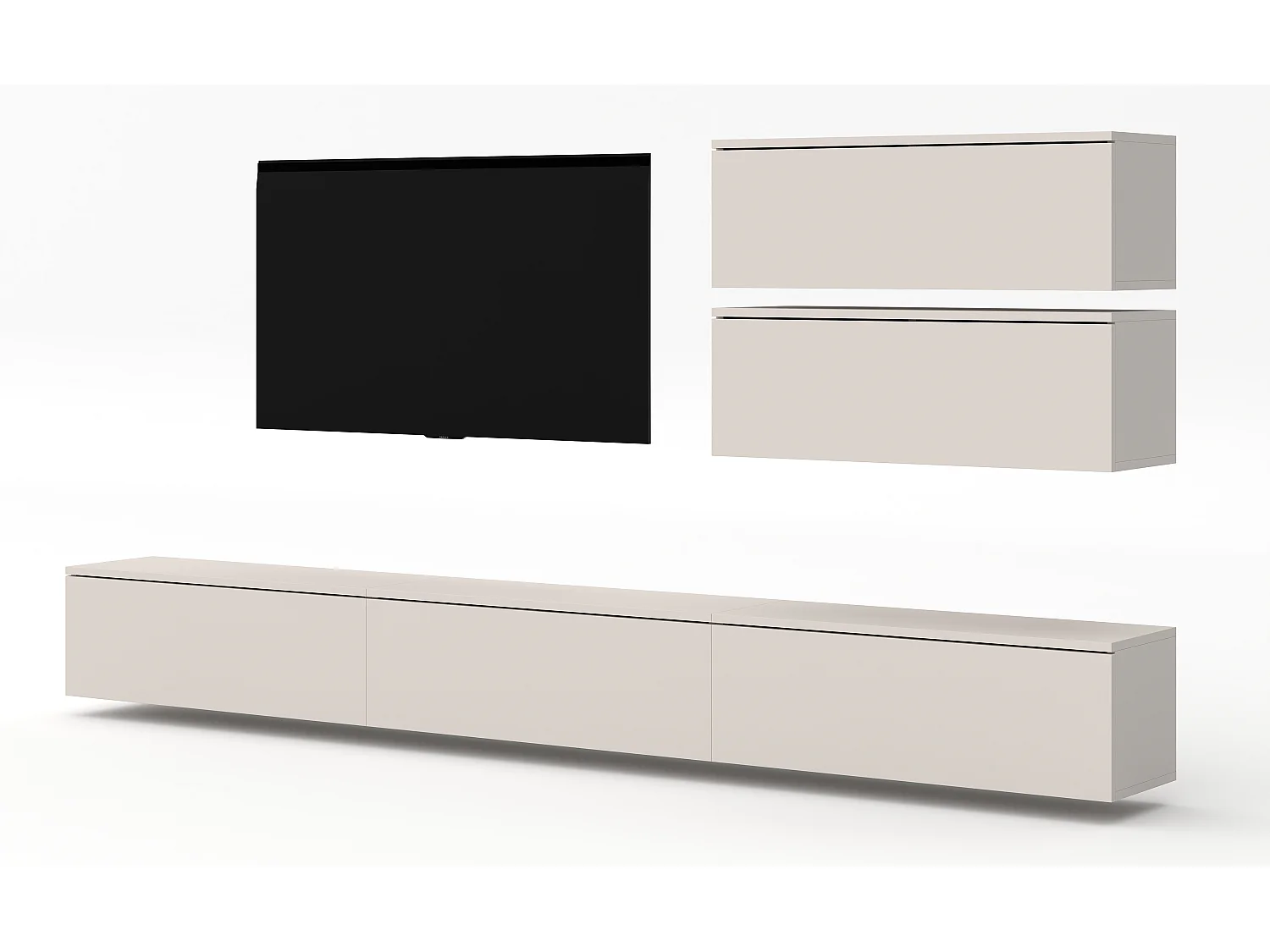 AX LIVING Ensemble meuble salon TV Loriano V beige cachemire 300 cm