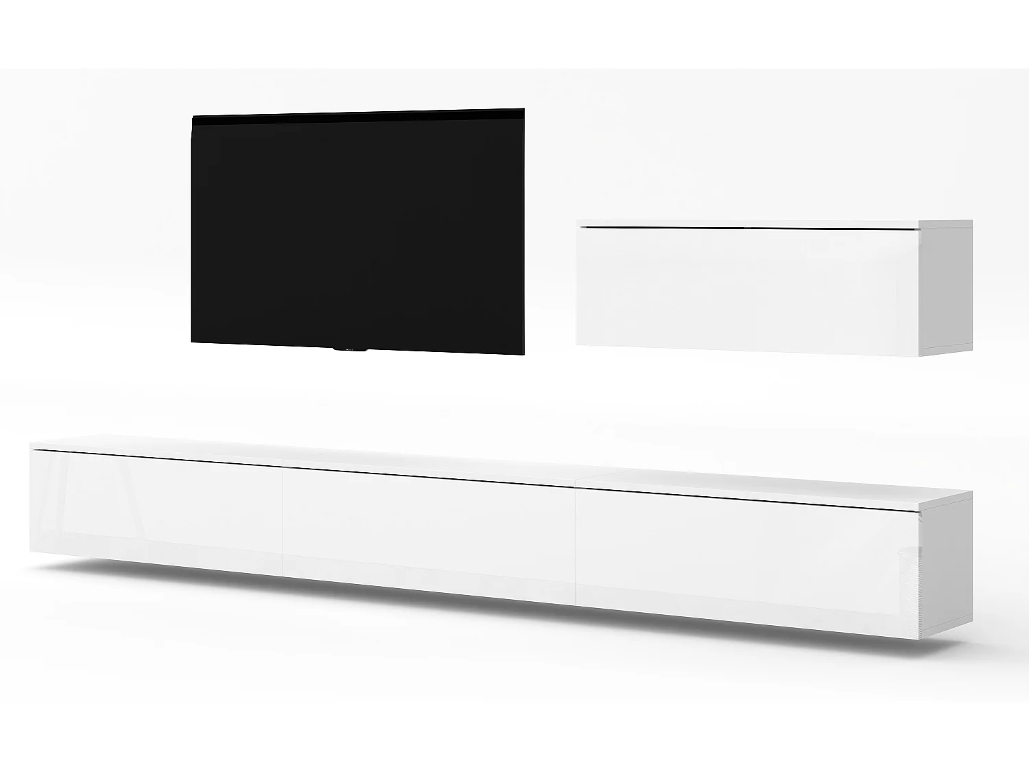 AX LIVING Wohnwand weiß Loriano IV Matt/Hochglanz Anbauwand 300 cm