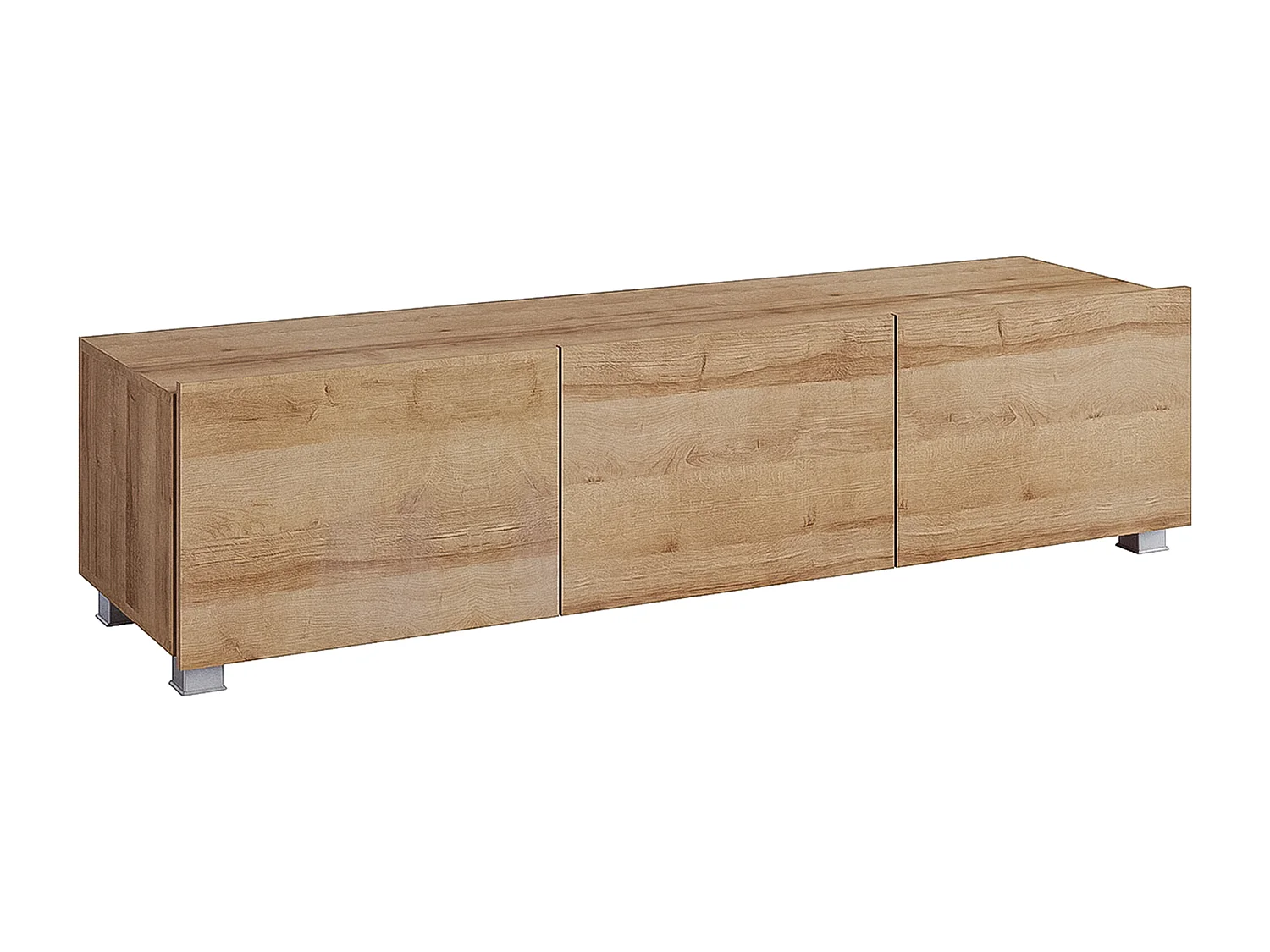 AX LIVING Meuble TV mural moderne Kossana 1 – largeur 300 cm, blanc/chêne doré