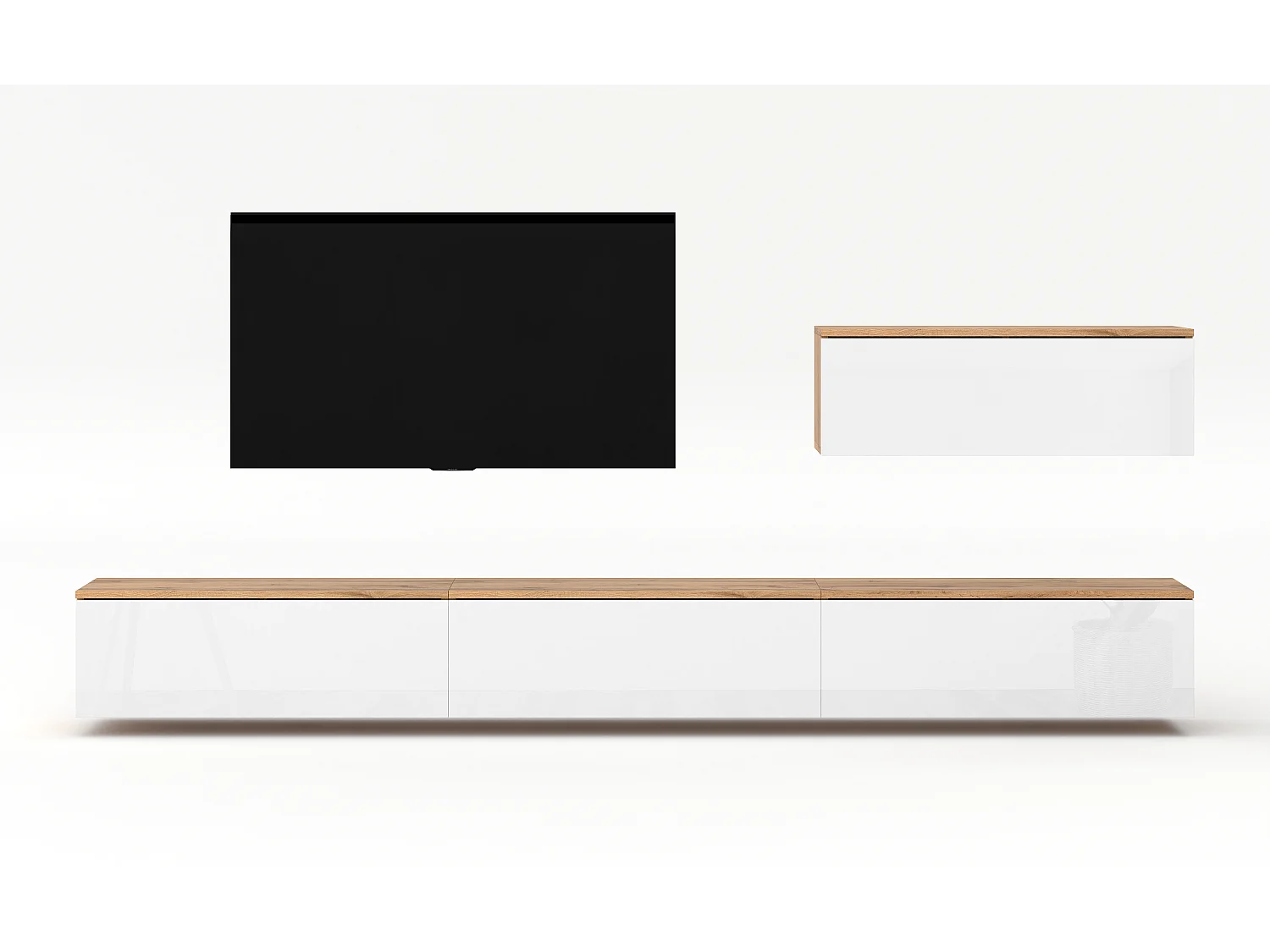 AX LIVING Ensemble meuble salon Loriano IV chene wotan/blanc brillant