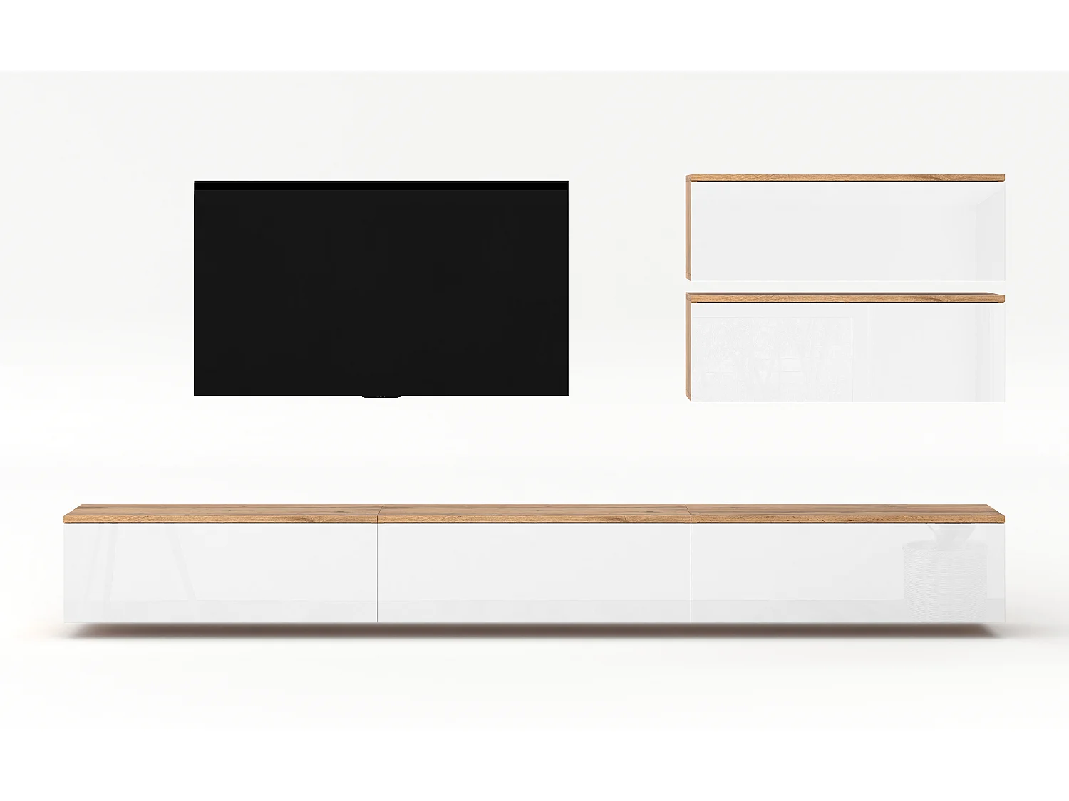 AX LIVING Meuble ensemble TV Loriano V chene wotan/blanc brillant 300