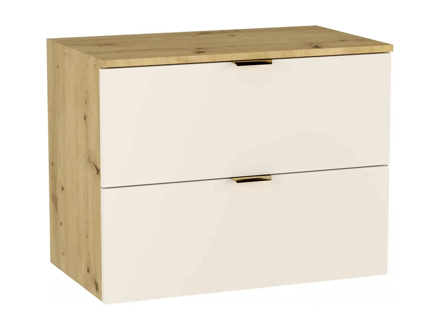 Mueble de baño mural para lavabo WENA, frentes lisos, Orio, 80x60x47 cm, Cachemira/Roble artesano