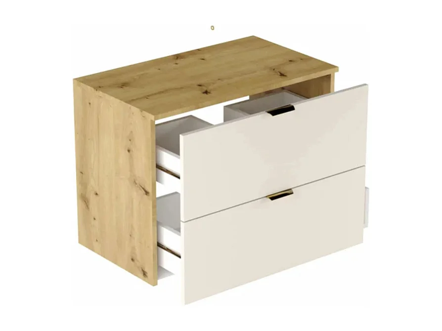 Mueble de baño mural para lavabo WENA, frentes lisos, Orio, 80x60x47 cm, Cachemira/Roble artesano